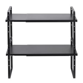Adjustable Kitchen Cabinet Shelf Organizer, Expandable 2 Tier Cabinet Shelf, Stackable Countertop Organizers and Storage Shelf Risers