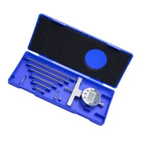 Depth Gauge, Depth Micrometer Digital Electronic Indicator 0-22 inch Measuring Range, 0.0005" Resolution, Precision Unit Conversion with 4 Anvils